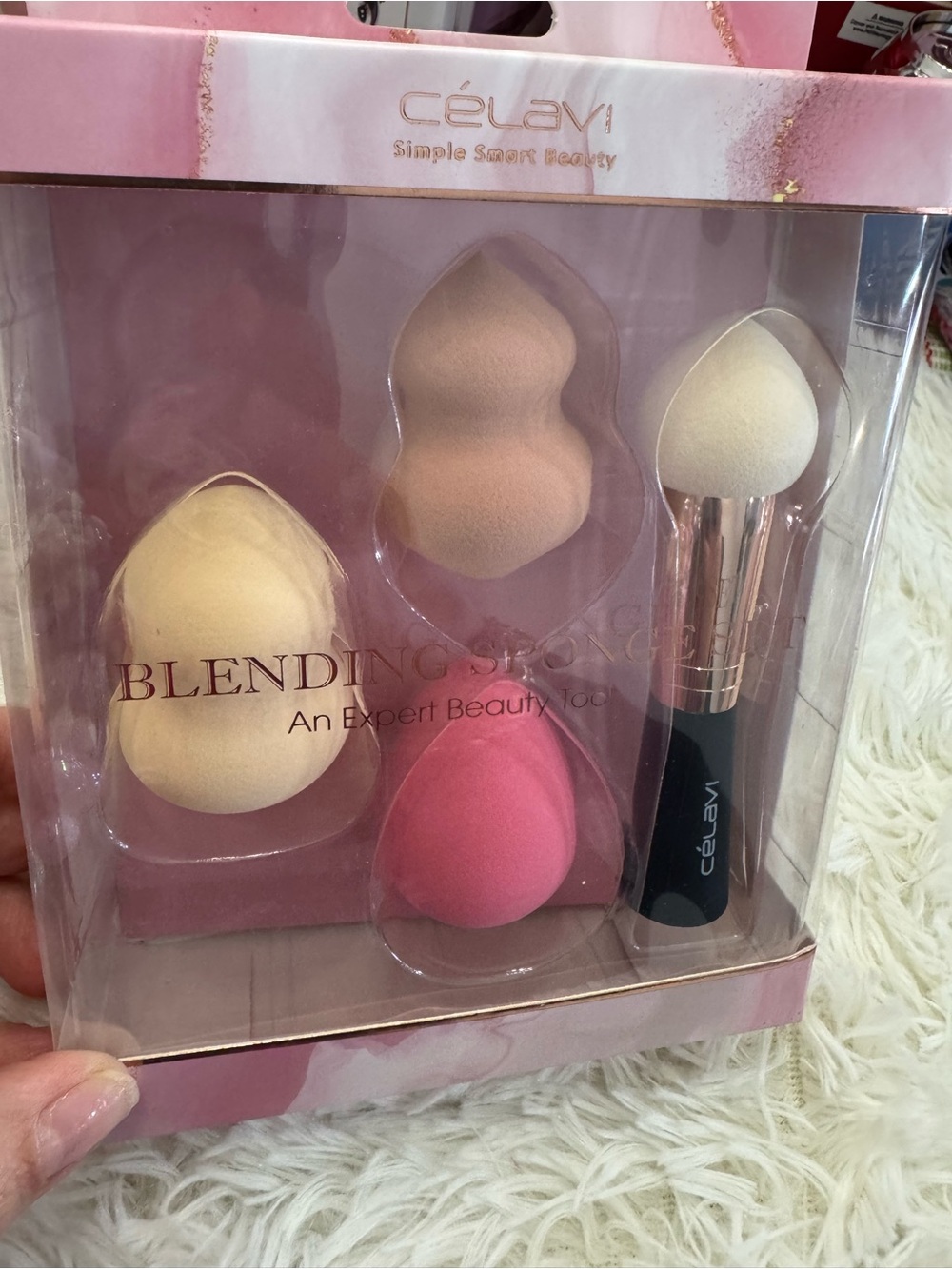 Célavi Blending Sponge & wand Set - Pink, Beige, Cream